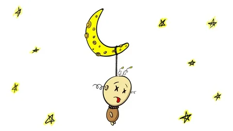 Half moon and character white Stock Footage 113677490