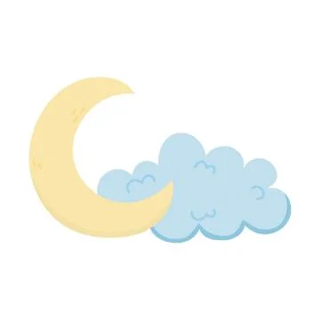 Half moon and cloud decoration isolated icon Ilustração Stock