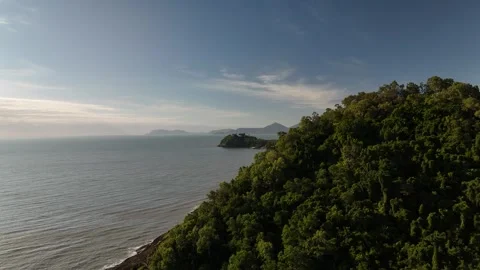Half Moon Bay Beach and Roci Point, Cairns, Queensland, Australia: 4K Aerial Stock Footage 311141402