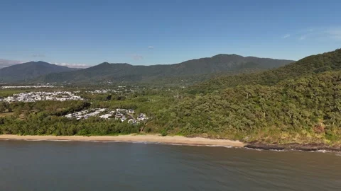 Half Moon Bay Beach and Roci Point, Cairns, Queensland, Australia: 4K Aerial Stock Footage 311141408