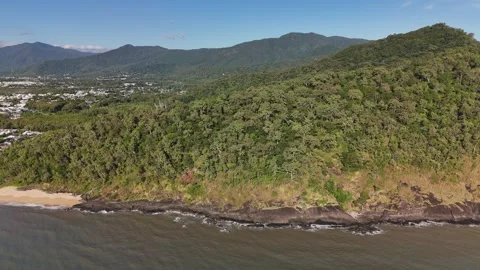Half Moon Bay Beach and Roci Point, Cairns, Queensland, Australia: 4K Aerial Stock Footage 311141471