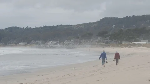 Half Moon Bay beach couple Stock Footage 93761499
