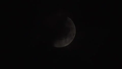 Half-moon with blue sky during dusk. Telephoto view Stock Footage 284502137