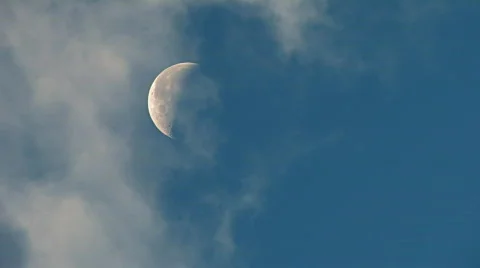 Half Moon in the blue sky Stock Footage 637696