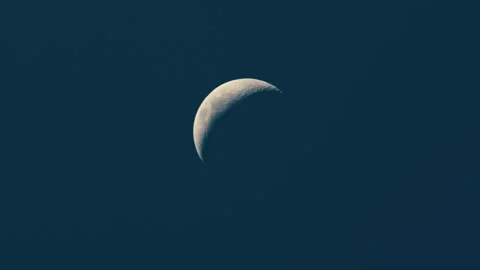 Half moon in the blue sky over Singapore Stock Footage 254997486