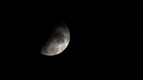 Half moon cleared clouds Stock Footage