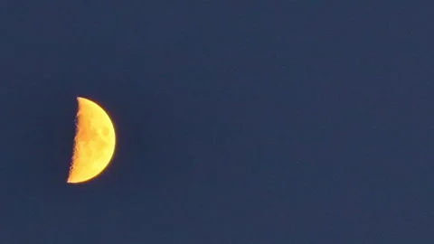 Half Moon Close Up Against Clear Evening Sky Stockbeeldmateriaal 333312525