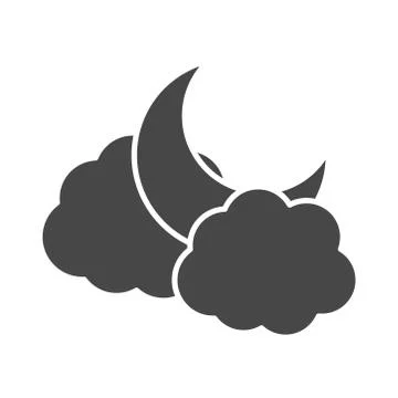 Half moon clouds sky weather silhouette icon style Stock Illustration