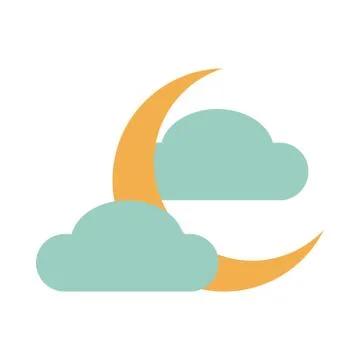 Half moon clouds weather night tone color icon Ilustração Stock