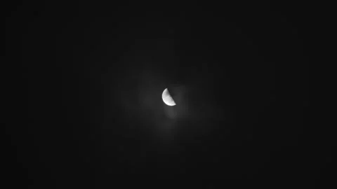 Half moon cloudy sky Stock Footage 170914497