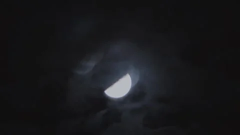 Half moon in the dark night sky Stock Footage 340232963