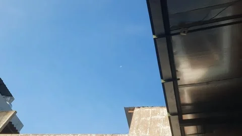 Half Moon in Daylight, A View from Home Stock Footage 335524632