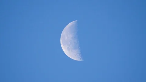 Half Moon in Daytime Blue Sky Stock Footage 109585209