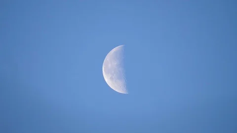 Half Moon in Daytime Blue Sky Stock Footage 109585214