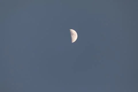 Half of moon in the evening time. Moonlight Fotos Stock