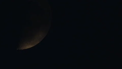 Half moon moving on the night sky dome with some clouds going across silhouette. Stock Footage 158481677