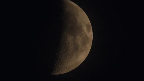 Half moon moving on the night sky dome with some clouds going across silhouette. Stock Footage 158592538