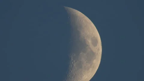 Half moon moving on the night sky dome in the perigeum. Stock Footage 166713363