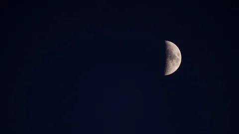 Half moon at night on black sky Stock Footage 126798557