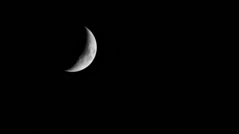 Half moon in the night sky Stock Footage 126098612