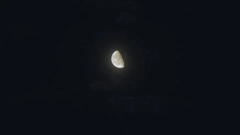 Half Moon in Night Sky Stock Footage 282927936