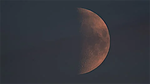 Half Moon in the Night Sky Stock Footage 342795167