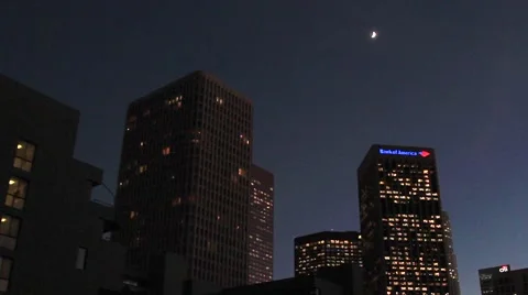 HALF MOON OVER DOWNTOWN Stock Footage 926590