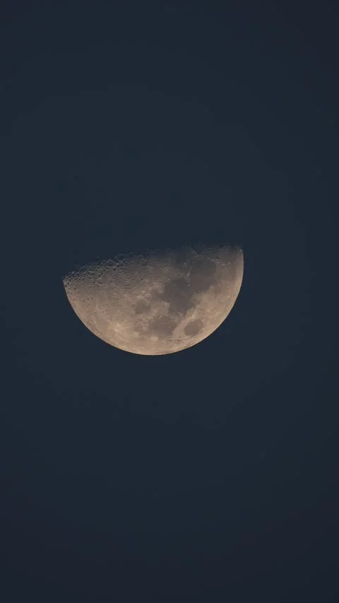 Half moon via telescope Stock Footage 273198424