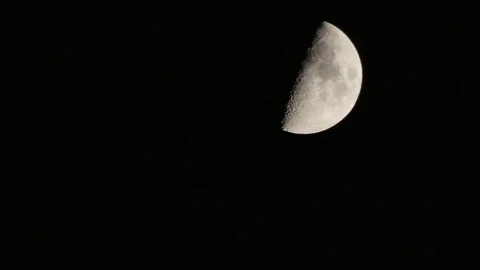 Half Moon, Time Lapse, Slow Moving, Dark Black Sky Stock Footage 106210639