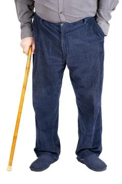Half of old man walking with cane Stock Photos
