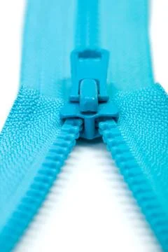 Half open blue zipper Stock Photos