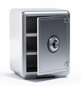 Half open empty steel safe. 3D illustration Stock Illustration