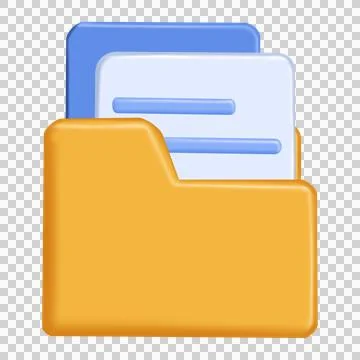 Half-open orange folder containing pages of paper in flat design style Stock Illustration