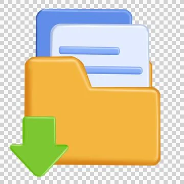 Half-open orange folder containing pages of paper in flat design style Stock Illustration
