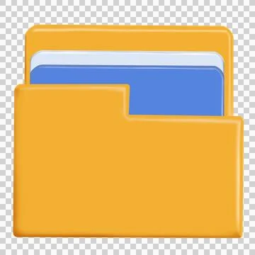 Half-open orange folder containing pages of paper in flat design style Stock-Illustration