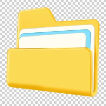 Half-open orange folder containing pages of paper in flat design style Stock Illustration