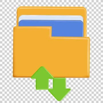 Half-open orange folder containing pages of paper in flat design style Stock-Illustration