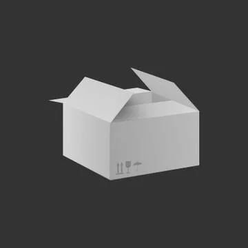 Half open white cardboard box - realistic packaging mockup Illustrazione stock