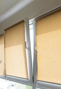 A half-open window on the lido. The concept of ventilation of the room. Stock Photos