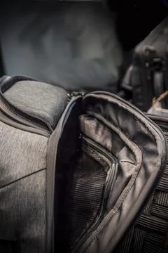 A half opened backpack Stock Photos
