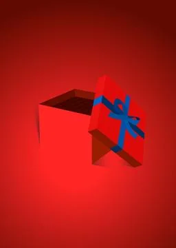 Half Opened Red Square Gift Box Lifted Paper Vector illustration  Stock Illustration