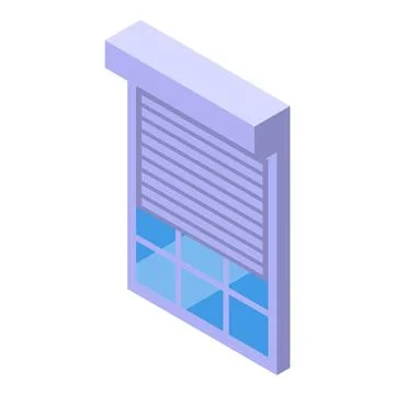 Half opened roller shutter protecting window in isometric view イラスト素材