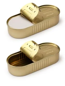 Half opened tin mockup Fotos Stock