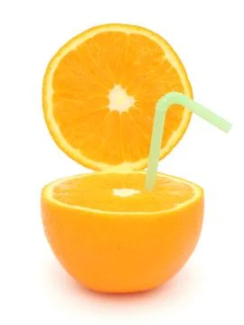 Half orange and straw Foto stock