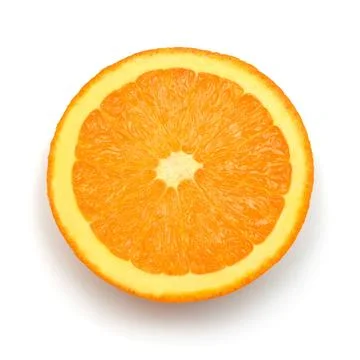 Half orange fruit isolated on white background. Creative healthy food conce.. Stock Photos