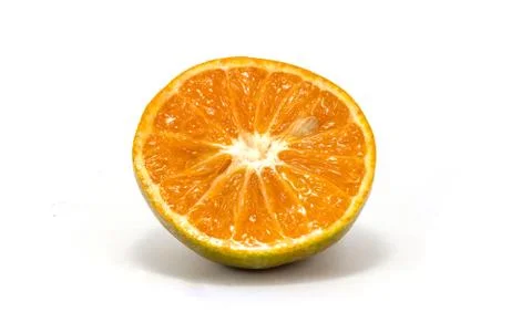 Half orange fruit on white background Stock Photos