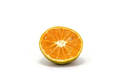 Half orange fruit on white background Stock Photos