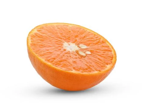 Half of orange fruit on the white background Stock Photos