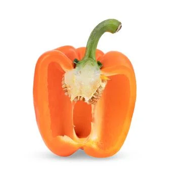Half orange pepper on white background Stock Photos