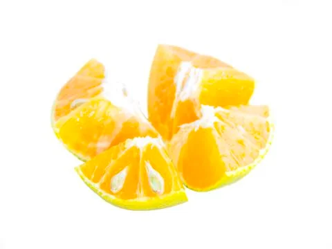 Half orange with seed slice for four Stock Photos